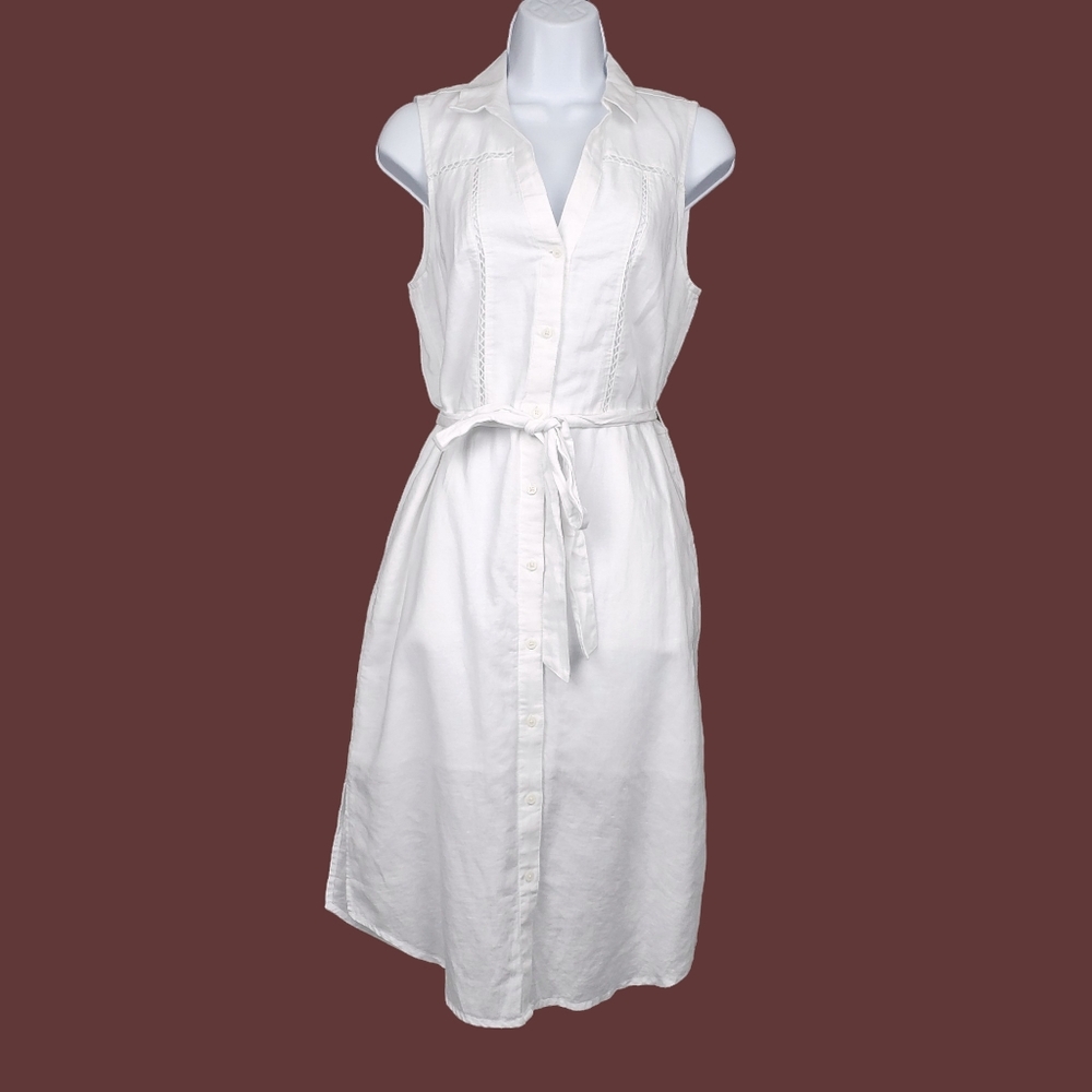 Banana Republic Factory Womens Sleeveless White Linen Shirt Dress Size 4 NWT